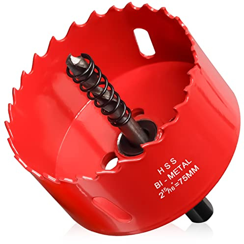 75mm Hole Saws Cutter, HSS Bi-Metal Drill Bit for Wood, Plastic, UPVC, Fiberglass and Plasterboard