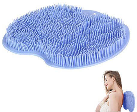 SUOXU 5456 Fußschrubber für Dusche, Fußreiniger, Massagematte mit rutschfesten Saugnäpfen, Fußschrubber Matten, blau, 55 cm