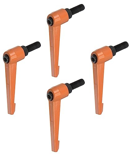 QUARKZMAN 4uds Ajustable Sujeción Palanca Manijas M10 x 25mm Macho Rosca Perno Perillas Giratorio Tornillo Bloqueo Rápida Liberación Trinquete Pulsador Botón Mango, Naranja