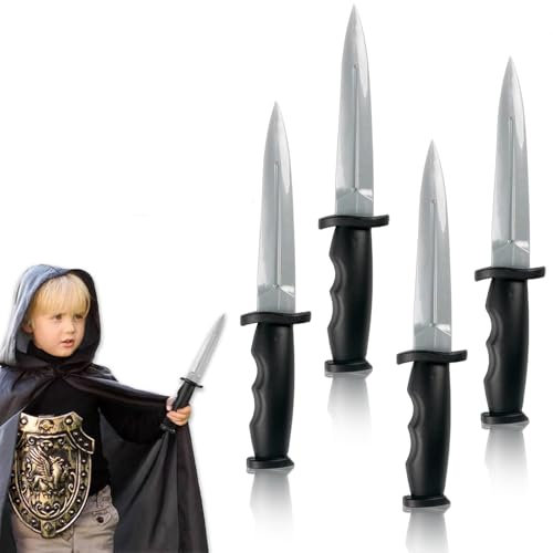 PLATEYTR Coltello da addestramento in gomma in 4 pezzi, coltello da addestramento in gomma per arti marziali, pugnale da addestramento, falso coltello in gomma Coltello in gomma