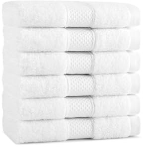 Aston & Arden Egyptian Wash Cloths - Pack of 6 - Oversized Ultra Soft Thick & Absorbent, 100% Ringspun Egyptian Cotton Bathroom Towel for Spa, Hotel, 600 GSM, 13 x 13 in, White