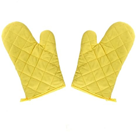 2 guanti da forno, resistenti al calore, guanti da cucina con anello per appenderlo, guanti da cucina antiscivolo per grigliare pizza al microonde – giallo