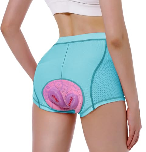 FEIXIANG Pantaloni da Ciclismo da Donna, Pantaloncini da Ciclismo Corti Pantaloncini da Ciclismo Biancheria Intima da Ciclismo con Imbottitura in Gel 4D Traspiranti ad Asciugatura
