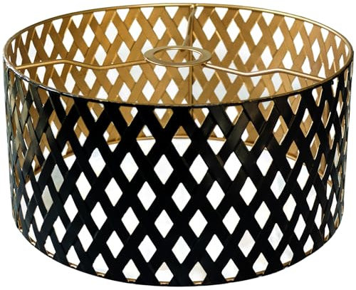 Zschwarz/goldLampenschirm Metall Kronleuchter Lampenschirm Tischleuchte Ersatzschirm Schwarz-gold Runde hohle Stehlampe Schirm Deckenleuchte Lampenschirm für Schlafzimmer Wohnzimmer