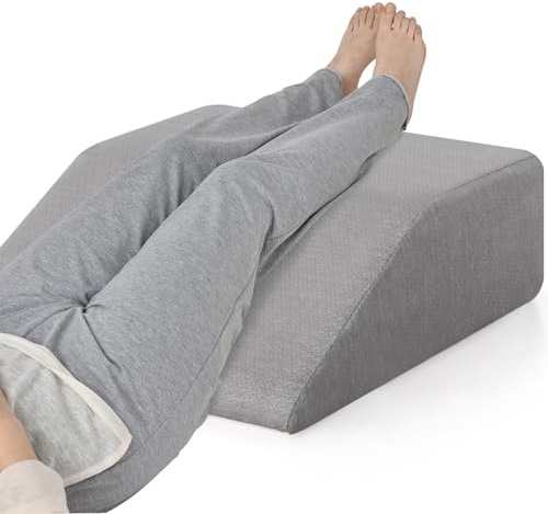 COSTWAY Leg Elevation Pillow, Wedge Memory Foam Support Cushion with Washable Cover, Improve Circulation & Reduce Pain, Bed Leg Rest Pillow for Post Surgery, Reading, Sleeping (Grey, 60x55x20cm)