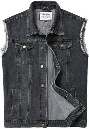 Ginsiom Men's Denim Vest,Sleeveless Jean Jacket Ripped Stretchy Distressed Battle Vest for Men Sleeve Less Outerwear(938Grey,L)