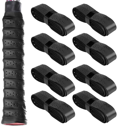 SSKHE Verbessertes Ersatz-Klebeband, rutschfest, perforiert, selbstklebend, für Tennisschläger, Badmintonschläger, 8 Stück