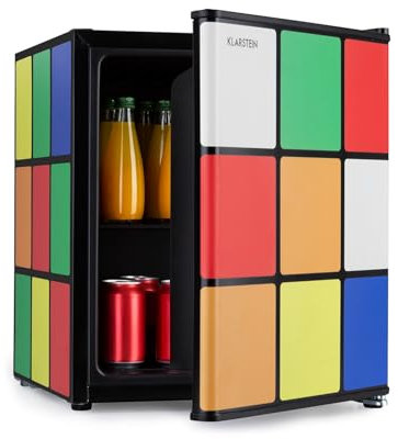 Klarstein Solve - Mini Fridge, minibar, thermoelectric Cooling System, 48 Litre Capacity, Mechanical Rotary Control, Cooling: 0 to 10 °C, Black/Coloured