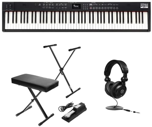 Roland RD-88 EX 88-Key Digital Stage Piano Bundle With Stand, Bench Pedal and Headphones
