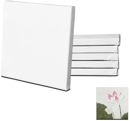 6 Stück 15x15cm 5.9”x5.9 Leinwand zum Bemale Leinwandrahmen Baumwolle Mini Leinwände Malen Kleine Rahmen Keilrahmen Künstlertafelbilder für Bastler Künstler