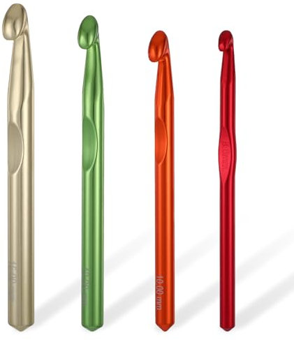 4 Stück Häkelnadel Set,4 Größe Ergonomische Häkelnadel,Metall Häkelnadeln,15cm Extra Lange Häkelnadel,Tragbare Crochet Hooks,Multicolor Aluminium Stricknadeln für Anfänger Häkelliebhaber-8/10/12/15mm