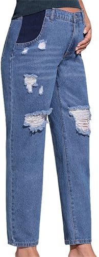 Pantalones Vaqueros de Maternidad Mujer Elásticos cómodos Cintura Baja Jeans Slim Fit Pantalones Largo Embarazo Primavera y Verano premamá Denim Pants