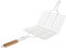 Double Grille Barbecue Rectangle 34x22 cm en Acier Chromé avec Manche en Bois – Parfait pour des Grillades Maîtrisées