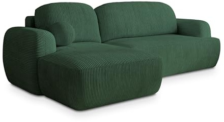 Masseno Ecksofa MODENZA P L-S mit Schlaffunktion L-Form, Sofa mit Bettkasten, Wohnzimmersofa, Couch, Soffa, Bettsofa, Couchgarnitur- Grün, POSO 14