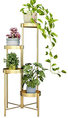 XRPOUXMTE Support de présentation Pliable doré pour Plantes, décoration de Jardin, Mariage, Pot de Fleurs en métal à 4 Niveaux pour Salon et Chambre, Hauteur 120 cm (4 Niveaux 120 cm)