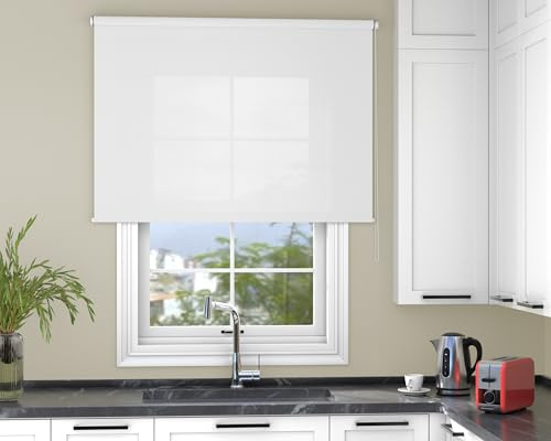 Deco-Raum Tageslichtrollo nach Maß – Fensterrollo lichtdurchlässig mit Sichtschutz, Seitenzug für Wand- & Deckenmontage