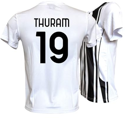 Generico Maglia Calcio Thuram 19 bianconera Stagione 2025/2026 Replica Autorizzata Taglie da Bambino e Adulto (IT, età, 12 Anni, Bianco)
