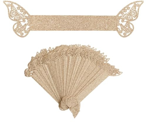 DUZEPA 50 Anillos Para Servilletas, Hebilla De Mariposa Hueca De Oro Rosa Para Decoración De Mesas, Bodas, Navidad, Fiestas, Cenas Y Acción De Gracias.