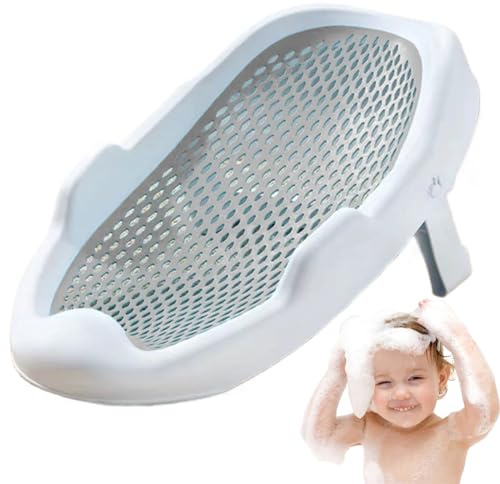 Bañista para bebés Tumbona transpirable para bebés de 0 a 24 meses con orificio de drenaje Bañera para Bañista portátil diario Bañeras plegables antideslizantes para recién nacidos Gris