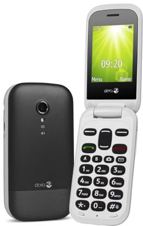 Doro 2404 2G Dual SIM Unlocked Basic Mobile Phone for Seniors with Large Colour Display, Big Buttons and Emergency Button (Black) [UK and Irish Version]
