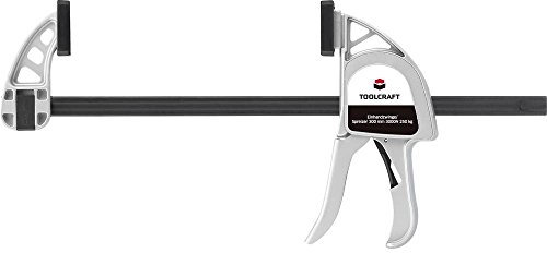 Morsetto a una mano in alluminio 300 x 85 mm 3000 N TOOLCRAFT 1595615 Apertura alare max. :500 mm Lunghezza: 500 mm Misure dempa