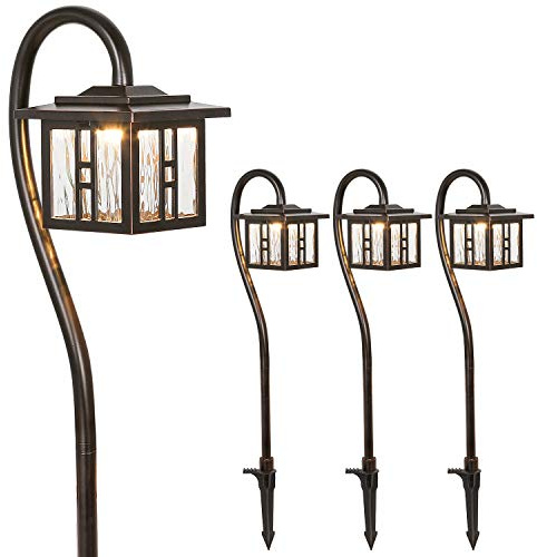 hykolity Low Voltage Outdoor Integrated LED Landscape Lighting, 3W 185LM 12V-15V Oil-Rubbed Bronze Pathway Light for Yard Lawn, Die-Cast Aluminum Construction, 4-Pack, ETL Listed