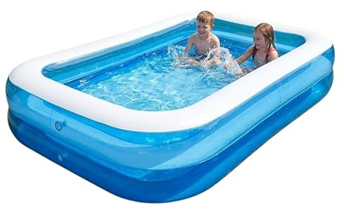 ADEPTNA Durable Large Rectangular Family Swimming Pool Garden Summer Inflatable Paddling Pool Perfect for Kids Family Adults (103)