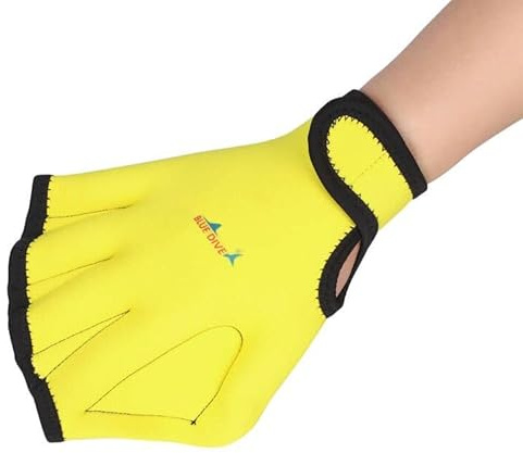 Aquatic Gloves Webbed Swimming Gloves Hand Paddles Neoprene Diving Gloves With Wrist Strap For Aqua Fitness Water Resistance Training Sports Surfing Adults Women Men Children
