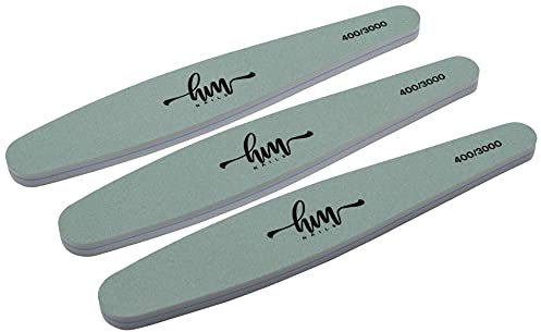 HM NAILS - Lima de uñas de ALTA DURACION para uso profesional SHINE- ABRILLANTADORA- 400/3000 - PACK 3 uds - Lima para uñas, esmaltes semi permanente, gel uv, acrilico, uso profesional