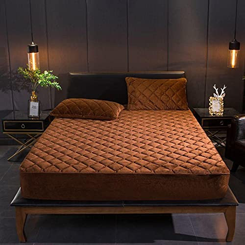 HAIBA Plüsch Spannbettlaken 100x200cm Frottee Matratzenbezug Kaffee Bettlaken Weichheit und kuschelige Cashmere-Touch Bettlaken für 25 bis 30cm Matraze