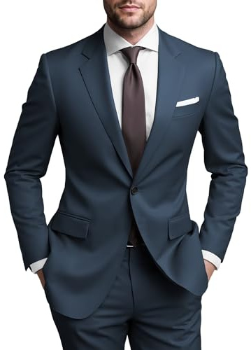 SHUZHXLZANGY Men Suits Regular Fit 2 Piece Navy Wedding Suit for Men M