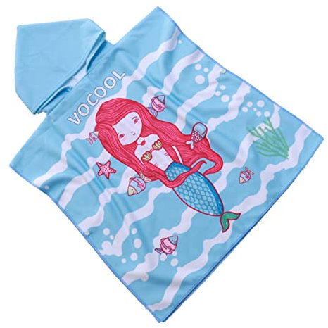 FEBE Badeponcho Kinder Kleine Nixe Badetuch Mit Kapuze Bademantel für Kleinkind