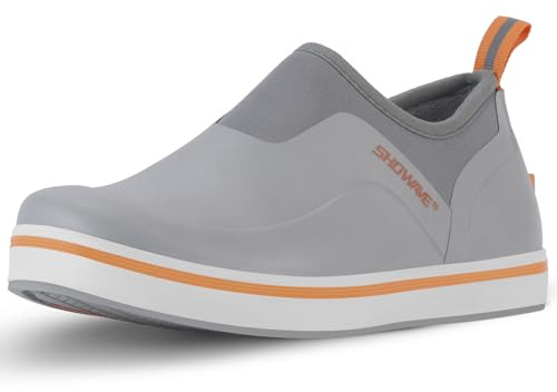 Showave Women's Deck Shoes Waterproof Rain Shoes Breathable Non-slip Rubber Rain Boots Low Cut Design for Outdoor Fishing Gardening Walking,Grey,Size 9