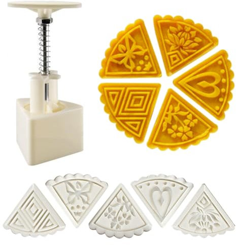 Fan Shaped Mooncake Mould,Asudaro 50G Mid-Autumn Festival DIY Hand Printing,Triangle Mooncake Stamping Mould,for Holiday DIY Dessert Baking Tools
