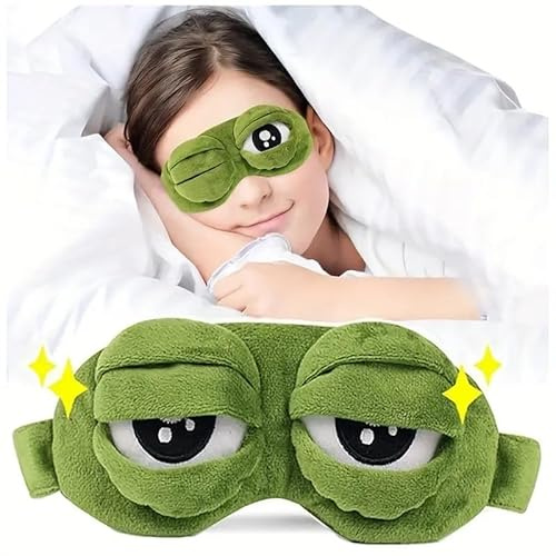 PLAYZOCO Antifaz para dormir de rana Loca, Cubreojos de rana para el sueño, Antifaz para dormir divertido, Máscara de Ojo de Rana, Cubreojos temático de rana, Ajustable, Poliéster, Diseño rana