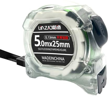 Mètre ruban de qualité supérieure, 5m*25mm, ruban à mesurer en acier de qualité industrielle, pour une large gamme de tâches de mesure dans la maison, l'artisanat et l'industrie (Couleur transparente)