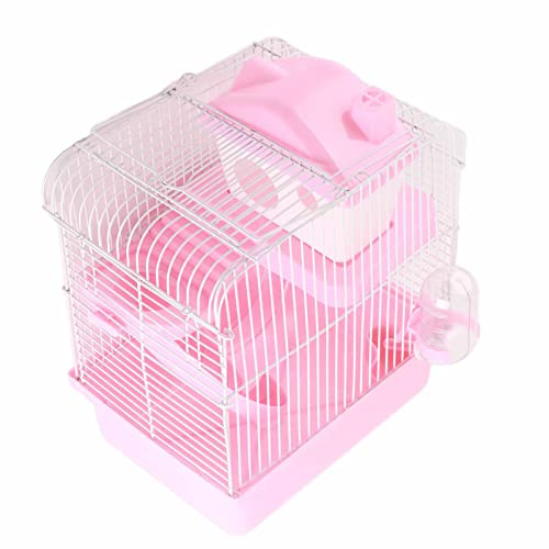Cage à Hamster, Ventilation de l' de Hamster à Deux Niveaux, Grand Espace pour Une Installation Facile, pour Petits Hamsters de Compagnie (Rose)