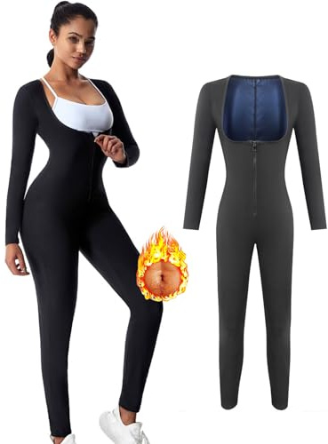 Weyot Combinaison Sudation Femme, Sudation Femme Amincissant, Vêtement De Sudation, Ensemble De Sudation Femme pour Fitness Running Jogging Sauna Suit Shapewear,XL,Blue