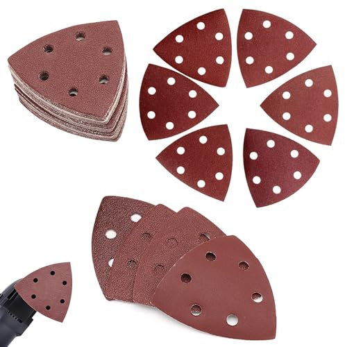 60 Piezas Hojas Lijas para Lijadora, 90 mm, Lija Mouse Papel de Lija, Triángulos de Molienda Delta, Triángulo de Lijado Delta, Papel de Lija Para Detalles y Acabados, Granos 60/120/180/240/320/400