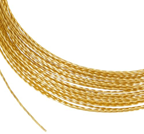 BENECREAT Fil à Bijoux Torsadé Doré de 6 m Fil de Laiton Rond de 0.5mm pour la Fabrication de Bagues et Autres Bijoux Artisanaux
