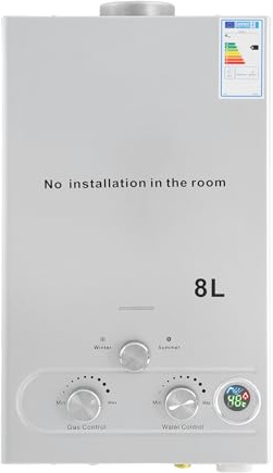 Gas Durchlauferhitzer, 24KW Durchlauferhitzer mit intelligente CPU-Temperaturregelung, Outdoor Tragbarer Gas-Wassererhitzer, Tankless Warmwasserbereiter für Zuhause Wohnmobile Kabinen (8L)