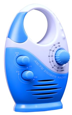 GARIOUANS Radio De Ducha Portátil Am/FM, Mini Receptor Compacto para Baño, Alta Resistencia Al Agua, Altavoz Incorporado, Color Azul, 1 Unidad para Uso Doméstico