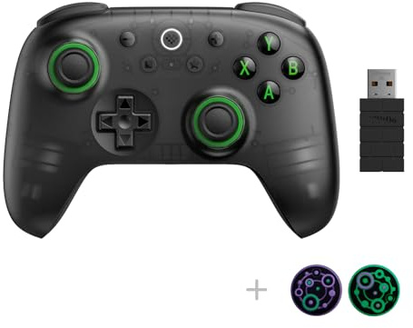 8Bitdo Ultimate 2C Hall Effect Joysticks and Hall Triggers Wireless Controller for Windows PC and Android, with Remappable L4/R4 Bumpers, Turbo function & Rumble vibration (Transparent Black)