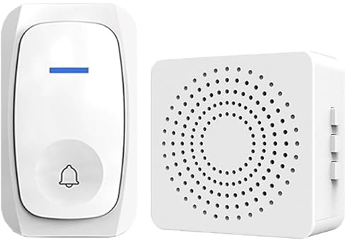 Sonnette sans Fil, 200M Sonnette RGB de Porte sans Fil Auto-alimentée, IP65 Étanche Carillon Electronique, Kit de Carillon avec Récepteurs Enfichables, 60 Mélodies, 5 Niveaux Volumes