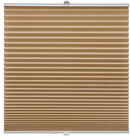 Plissee auf Maß Klemmfix für alle Fenster Montage über Klemmträger bis 27mm Faltrollo Blickdicht Sonnenschutzrollo Fenster-Rollo Cappuccino Breite: 41-50 cm, Höhe: 101-150 cm