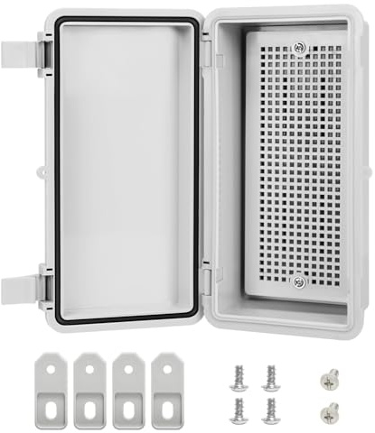 LMioEtool Junction Box ABS Plastic IP65 Waterproof Dustproof Universal Electrical Enclosure Hinged Shell Outdoor and Indoor Usage Project Box, 7.9x 3.9x 2.7(200x100x70mm), Grey