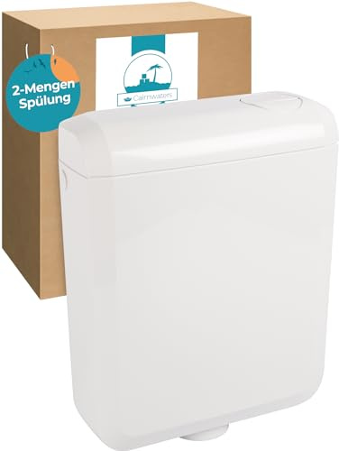 Calmwaters® Spülkasten mit 2-Mengen-Spülung, 3-3,5 & 6-7 Liter Spülmenge, Aufputzspülkasten WC schmal, Spülkasten in Weiß zur Aufputz-Montage, mit Zwei Mengen Technik, 29HB2732
