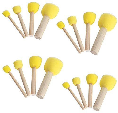 16 Pezzi Pennelli In Spugna Rotondi, Spugne Di Pittura Rotonde, Spugna Rotonda Spazzola Bambini, Strumenti Di Pittura Spugna Pennello, Per Bambini Pittura Artigianato e Fai Da Te
