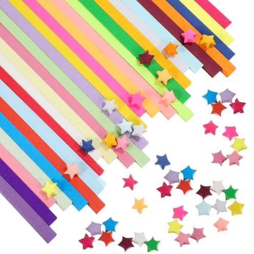 Tomaibaby Star Origami Paper, 2700 Sheets DIY Double-Sided Colored Paper Star Strips, Lucky Star Folding Paper for Manual Activities School Teaching Crafts Decoration