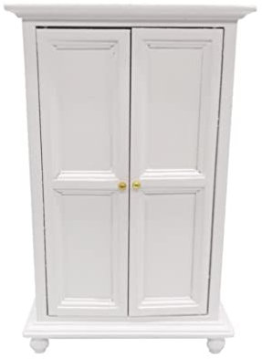 Miniatur Puppenhaus Möbel Puppenhaus Möbel Simulation Möbel Spielzeug 1:12 Puppenhaus Holz Kleiderschrank für Wohnzimmer Schlafzimmer Puppenhaus Dekoration Weiß